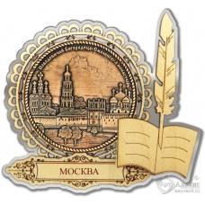 Магнит из бересты Москва-Смоленский Монастырь перо серебро
